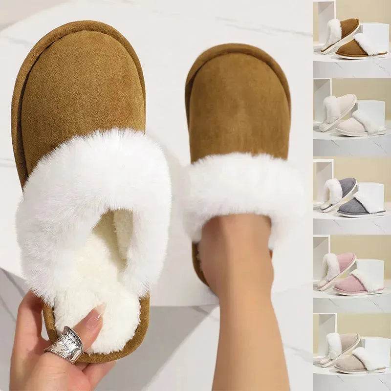 Winter Warm Plush Slippers Home Indoor Non-slip Bedroom Floor Soft Fuzzy Slipper For Couple Fashion Solid House Shoes - www.Shopthatapp.com