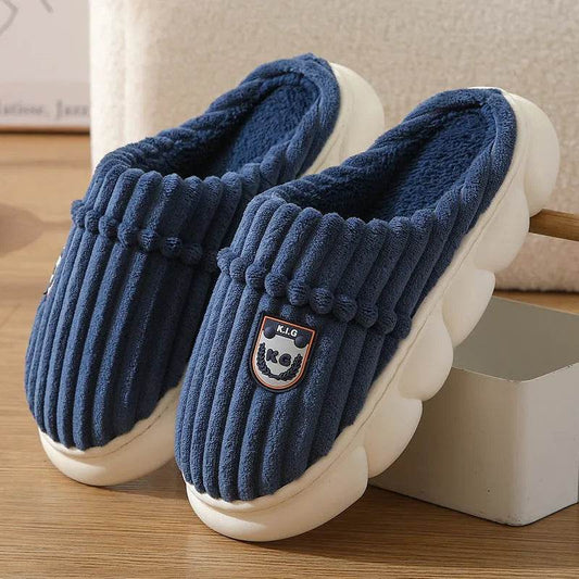 Winter Corduroy Slippers Home Bedroom Floor Plush Shoes Fashion Solid Color Non-slip Slippers For Women Men - www.Shopthatapp.com