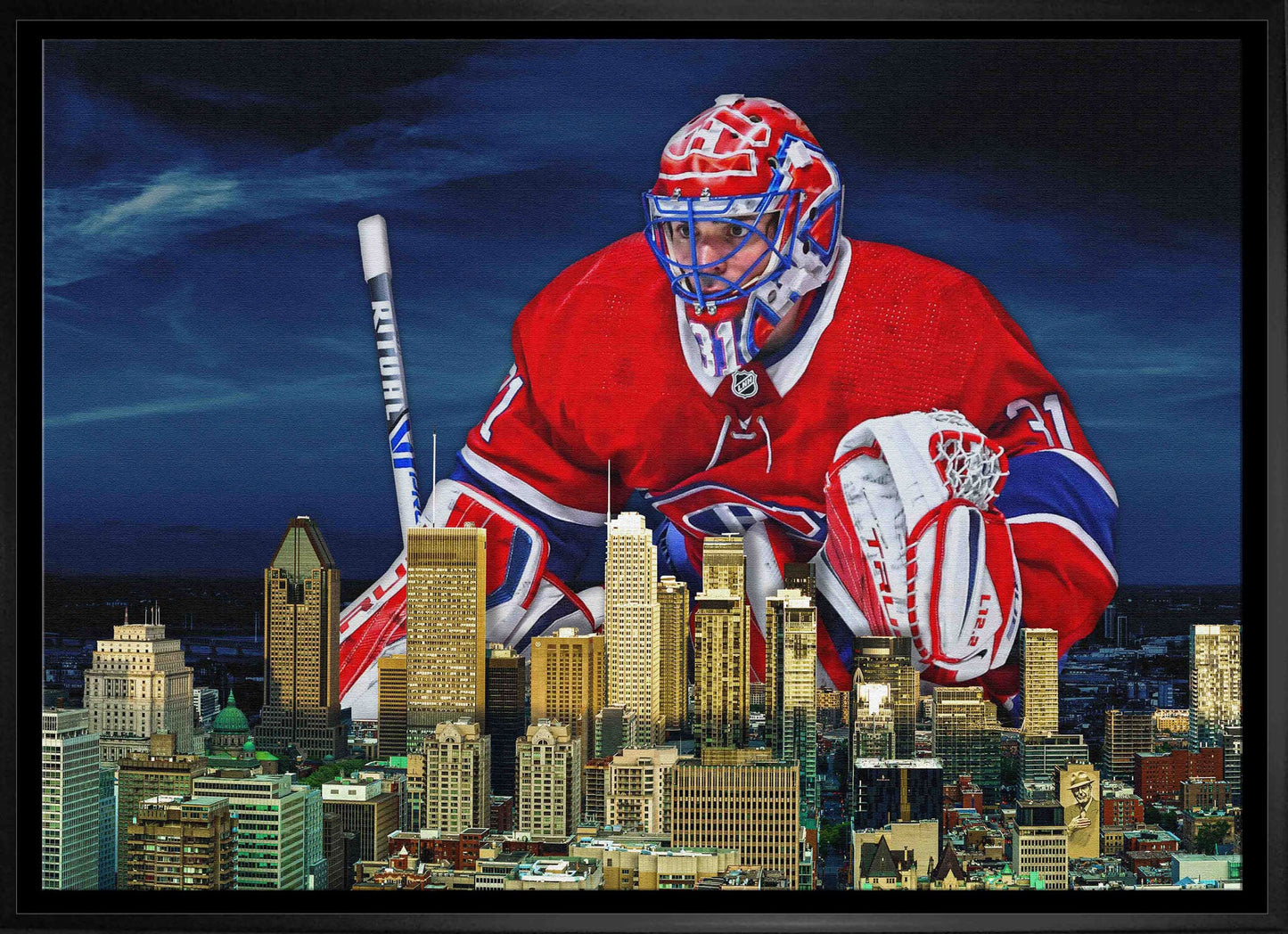 Carey Price 20x29 Framed Canvas Canadiens Skyline - www.Shopthatapp.com