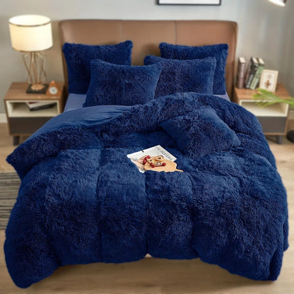 4PCs Plush Duvet Cover Set Luxury Ultra Soft Velvet Duvet - www.Shopthatapp.com