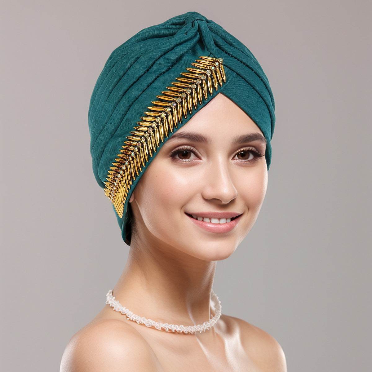 New Rhinestone Turban Cap For Women Pleated Elastic Head Wrap Stylish Ramadan Head Scarf Bonnet Chemo Cap Wedding African Hat - www.Shopthatapp.com