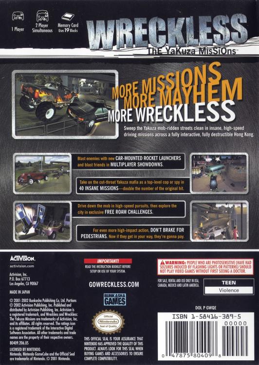 Wreckless - The Yakuza Missions (usagé) - www.Shopthatapp.com