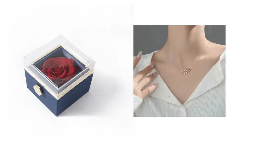 Fashion Acrylic Rotating  Valentine  Rose Jewelry gift  Box - www.Shopthatapp.com