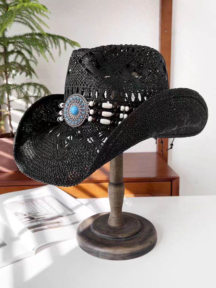Summer Outdoor Ethnic Style Felt and Straw Cowboy Hat - www.Shopthatapp.com