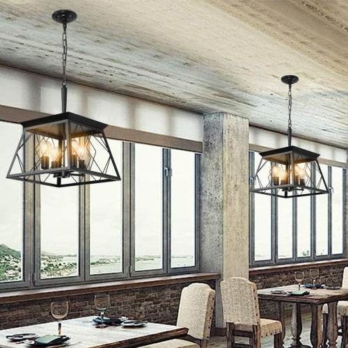 4 Lights Farmhouse Chandelier For Dining Room Black - www.Shopthatapp.com