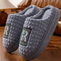 Men's Letter Plush Slippers Winter Warm Non-slip House Shoes Plus Size Indoor Bedroom Floor Home Slipper For Women - www.Shopthatapp.com