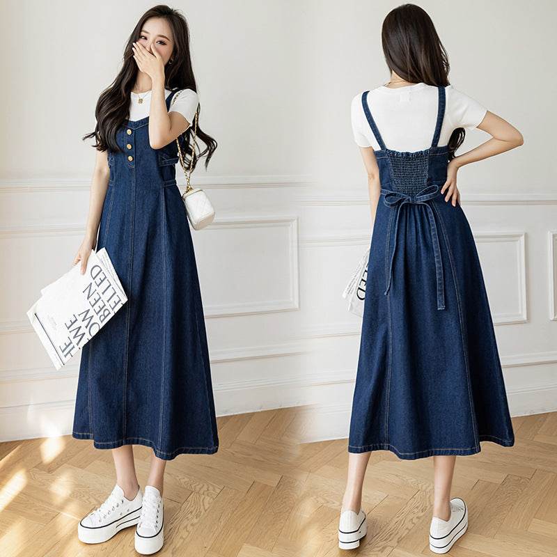 Spring And Autumn New Korean Style Casual All-matching Jeans Suspender Dress - www.Shopthatapp.com