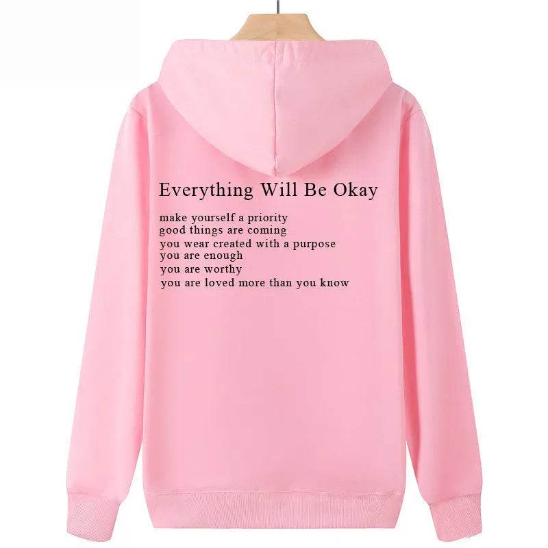 Everything Will Be Okay Loose Casual Men's And Women's Korean Version Loose Round Neck Top - www.Shopthatapp.com