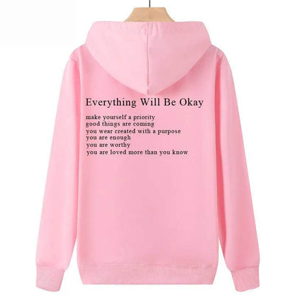 Everything Will Be Okay Loose Casual Men's And Women's Korean Version Loose Round Neck Top - www.Shopthatapp.com