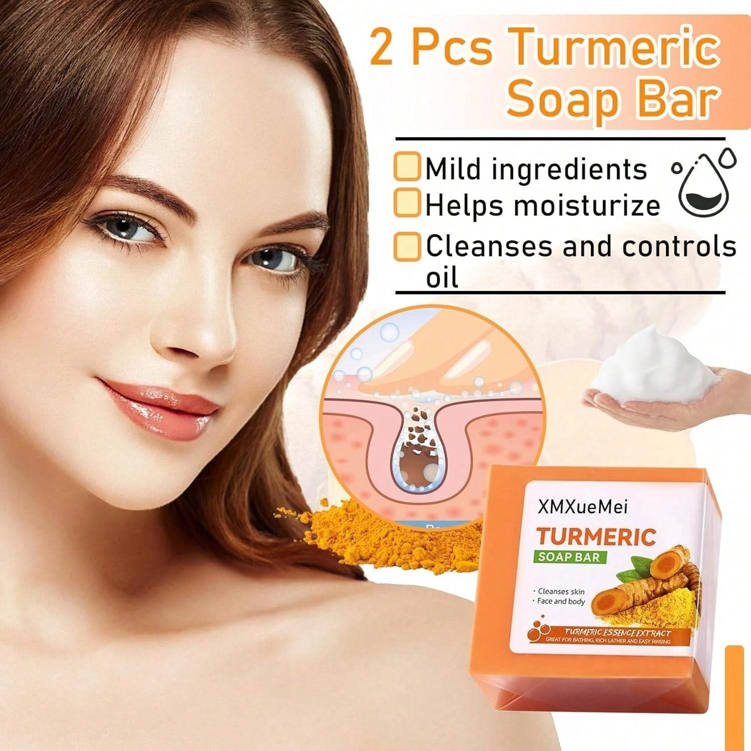 Body Face Brightening Turmeric Hyperpigmentation Bar Soap - www.Shopthatapp.com