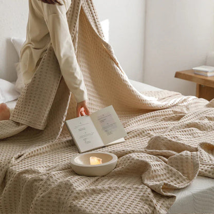 Waffle Cotton Yarn Air Conditioner Summer Cooling Duvet Solid Color Dormitory Comforter - www.Shopthatapp.com