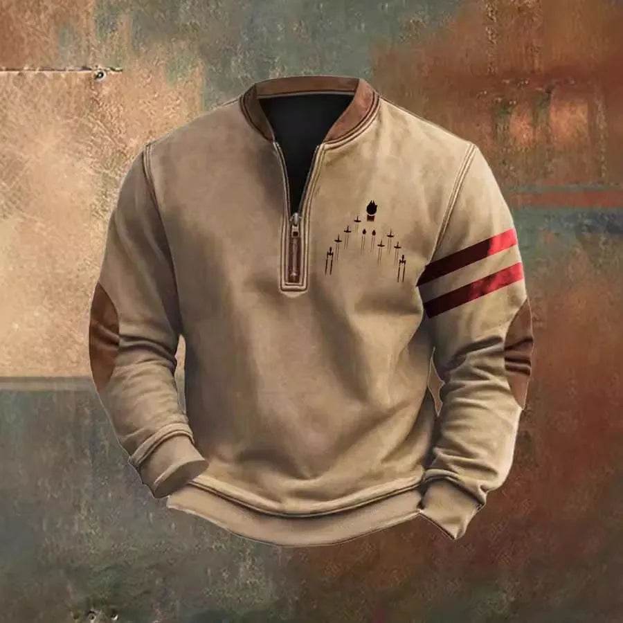 Casual 3D Digital Printing Stand Collar Men's Street Quarter Zip Sweatshirt top - www.Shopthatapp.com