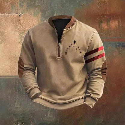 Casual 3D Digital Printing Stand Collar Men's Street Quarter Zip Sweatshirt top - www.Shopthatapp.com