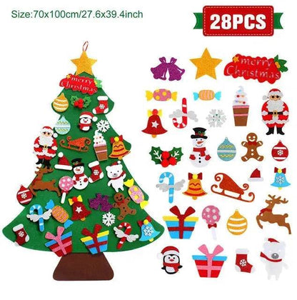 DIY Felt Christmas Tree New Year Toddler Kids Handmade Gift Toys Door Wall Hanging Ornaments Holiday Party Home Decor Set - www.Shopthatapp.com