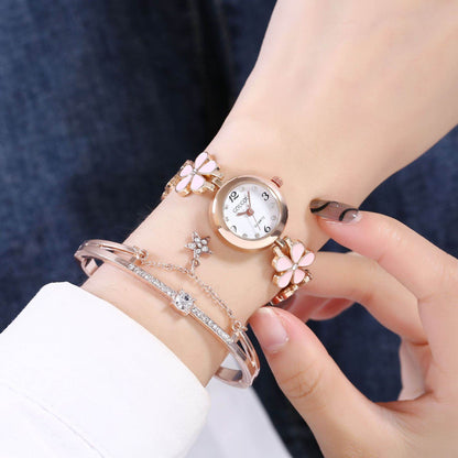 Women's Bracelet Watch Flower Disk Two-piece Bracelet Set - www.Shopthatapp.com