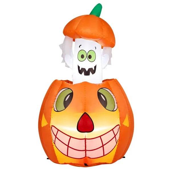 2.8 FT Halloween Inflatables Animated Pumpkin Ghost, Outdoor Decorations Blow Up Yard Decor With Built-in LEDs For Indoor Party Garden Lawn Decor - www.Shopthatapp.com