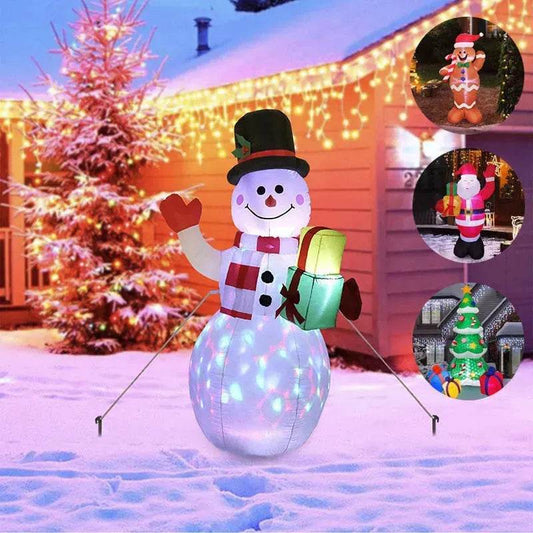 Christmas LED Lights Glowing Santa Tree Snowman Inflatable Doll Outdoor Yard Garden Decor - www.Shopthatapp.com