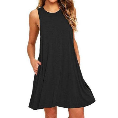 Casual Summer dress Women Pocket Dress Ladies beach mini dress