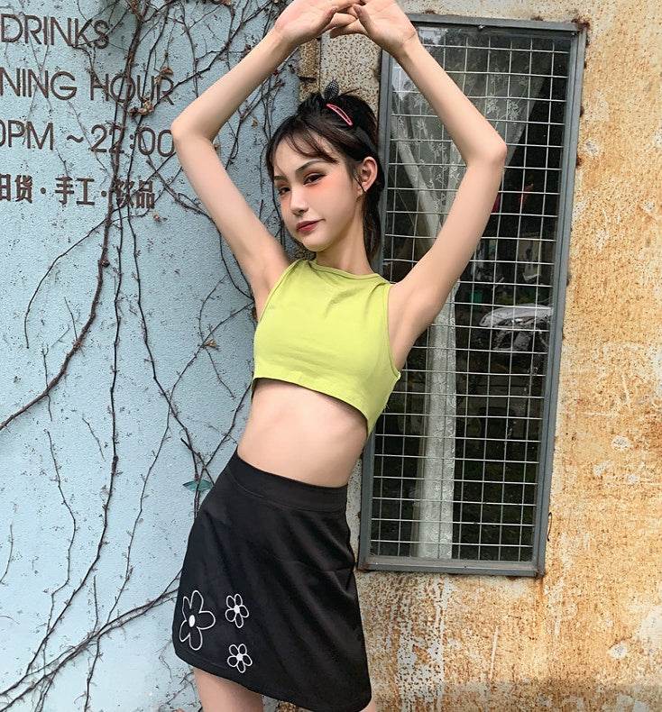 Summer Halter neck tank Tops and Skirt Outfit set - www.Shopthatapp.com