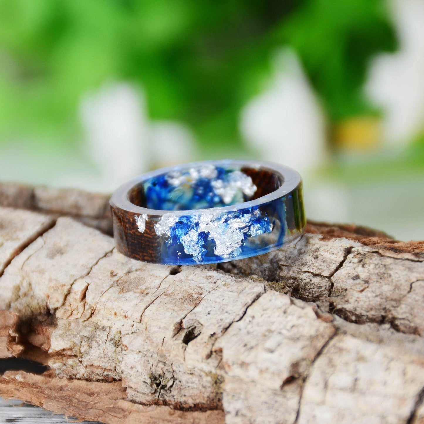 Handmade DIY romantic dry flower Real wood resin ring gold / silver paper inside ring women wedding party ring gifts for the lover - www.Shopthatapp.com