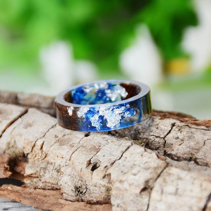 Handmade DIY romantic dry flower Real wood resin ring gold / silver paper inside ring women wedding party ring gifts for the lover - www.Shopthatapp.com