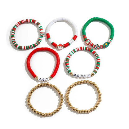 Christmas Polymer Clay Color Bracelet set  Xmas gift idea - www.Shopthatapp.com