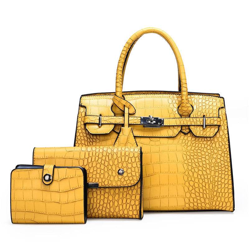 Crocodile Pattern New Fashion 3 in 1 cooperate Work leather Handbag - www.Shopthatapp.com