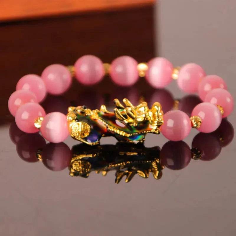 3D Gold Plated PiXiu Crystal Beaded Bracelet - www.Shopthatapp.com