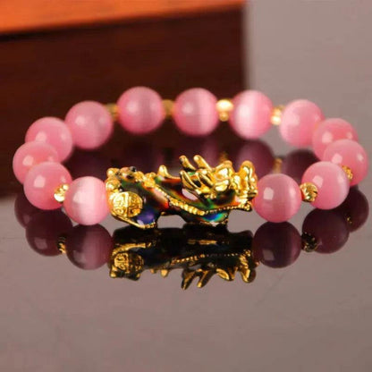 3D Gold Plated PiXiu Crystal Beaded Bracelet - www.Shopthatapp.com