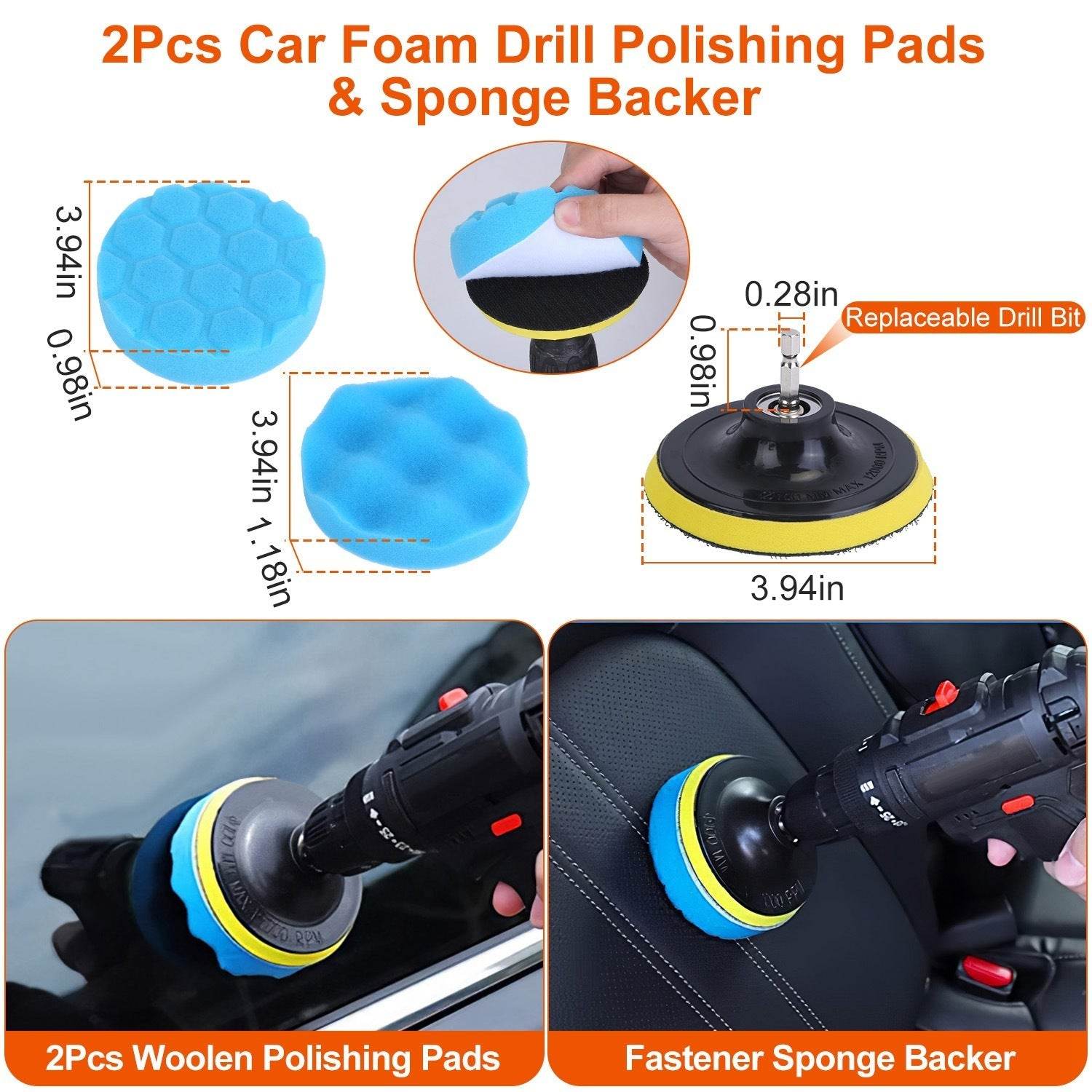 26Pcs Car Detailing Brush Kit Exterior Interior Car Cleaning Set Drill Brush Set Car Buffing Sponge Pads Kit For Cleaning Automobile Interior Exterior Wheels Dashboard - www.Shopthatapp.com