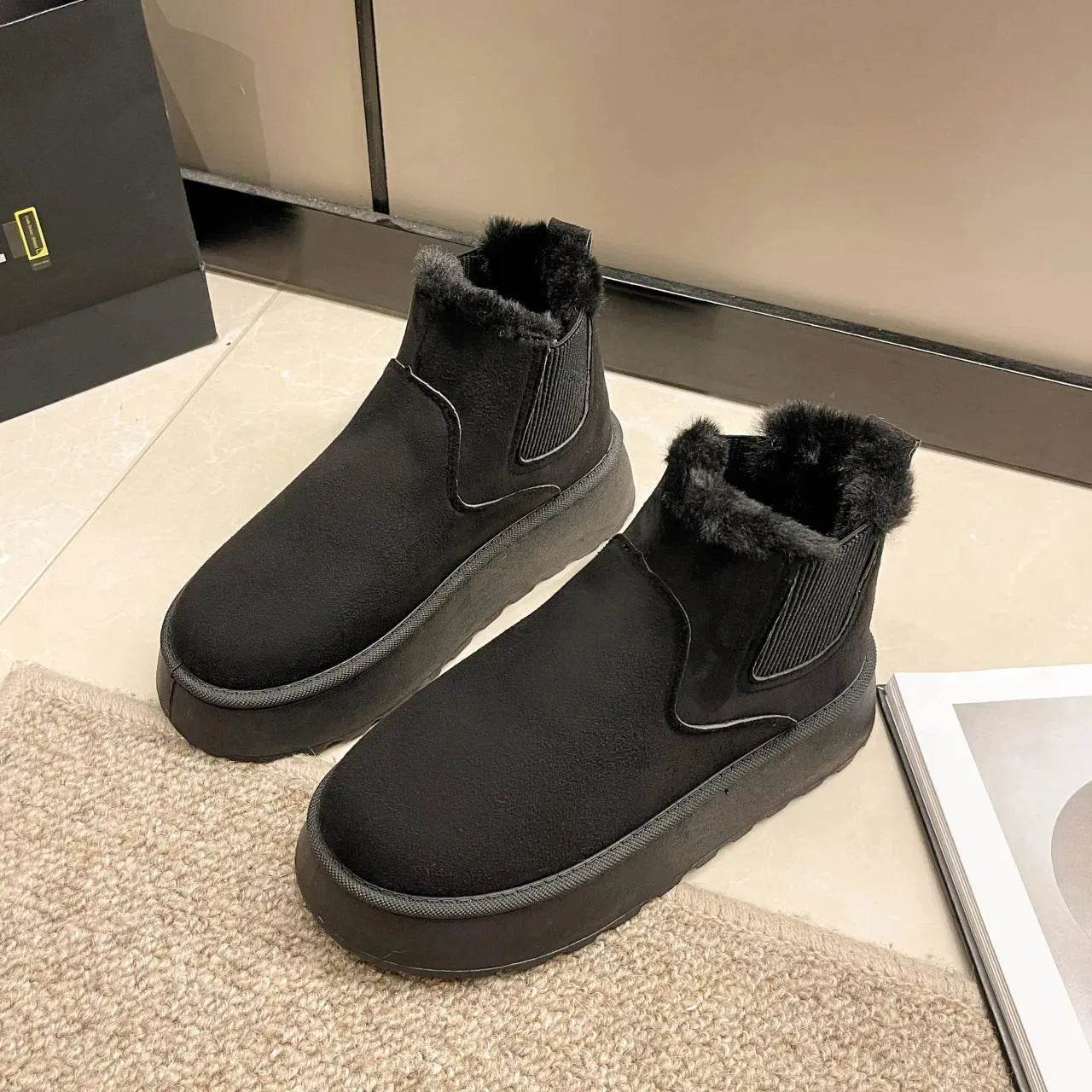Women's Plush Boots Winter Warm Fleece Thick Flats Snow Boots Fashion Shoes - www.Shopthatapp.com
