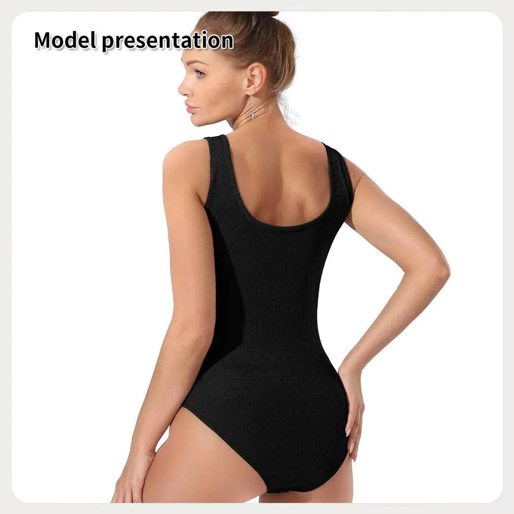 One piece Full body shaper Sleeveless Square neckline Bodysuit - www.Shopthatapp.com