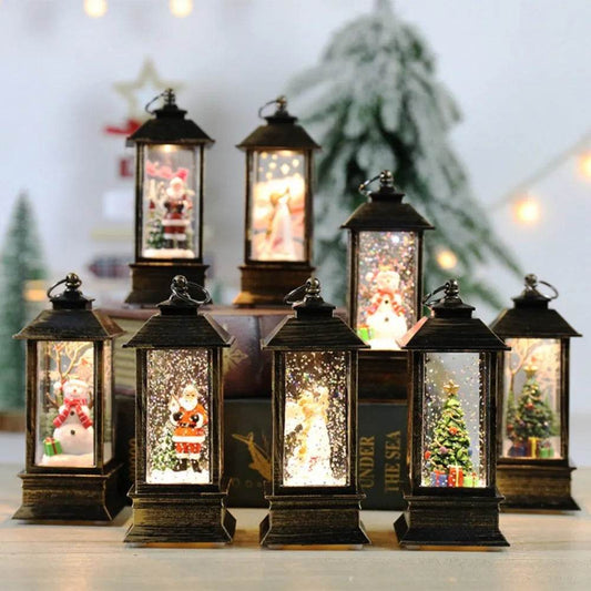 Christmas Candles Light Led Snow Deer Lantern Light Vintage Castle Santa Snowman Hanging Lantern Lamp New Year Party Decoration - www.Shopthatapp.com
