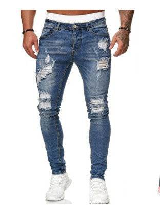 Slim fit Ripped Straight leg denim Jean Pant trousers for men - www.Shopthatapp.com