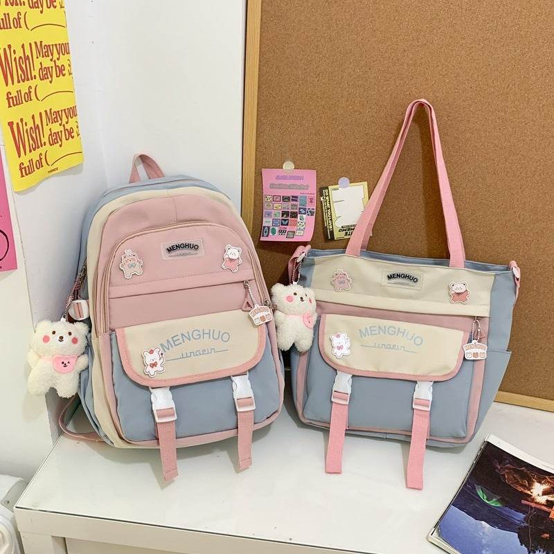 2pcs Large Capacity School College Girls Backpack Shoulder Bag - www.Shopthatapp.com