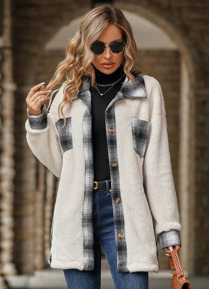Plaid Woolen Coat Fashion Lapel Single-breasted Mid-length Coat Women's Clothing - www.Shopthatapp.com