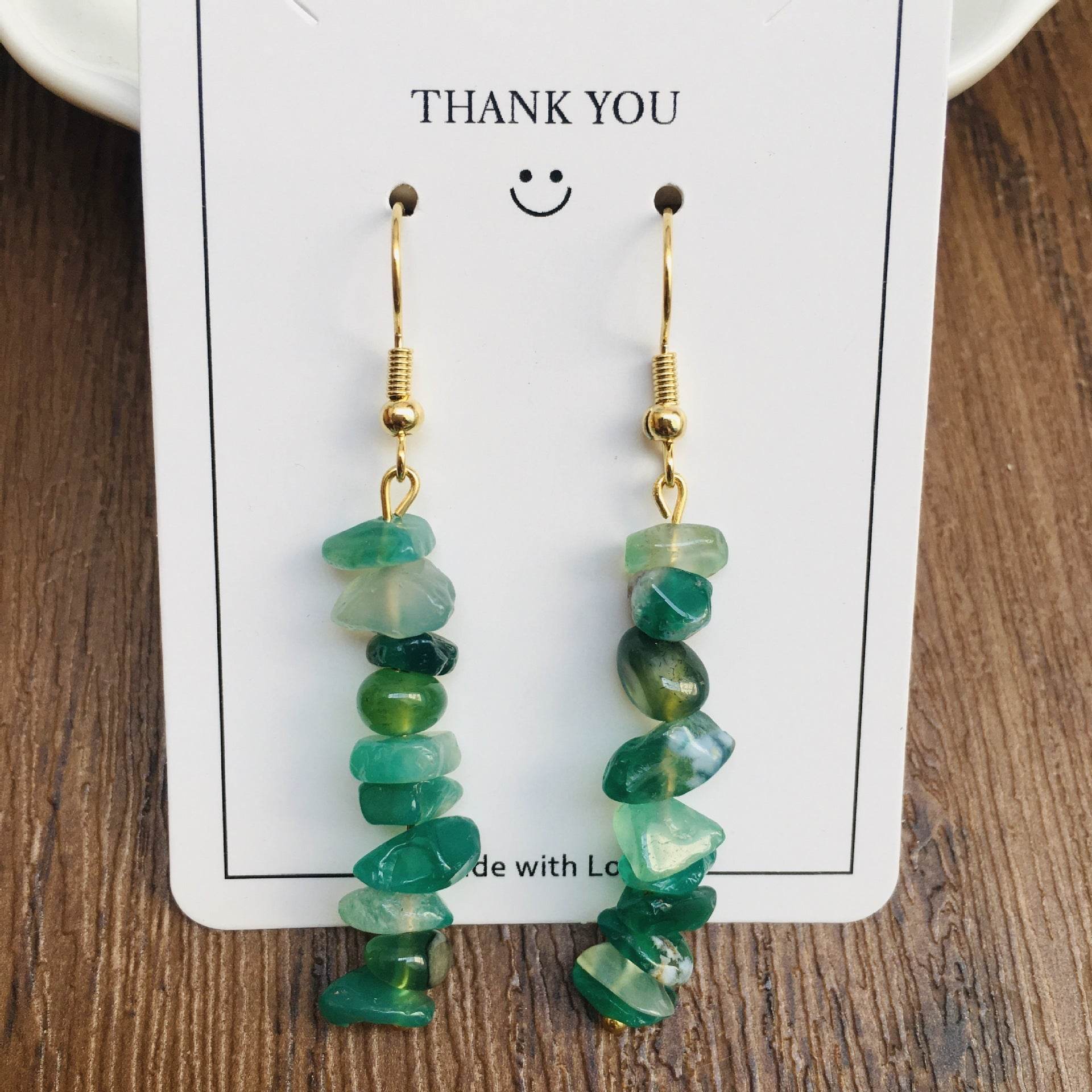 Handmade DIY Natural Crystal Stone Beaded Earrings - www.Shopthatapp.com