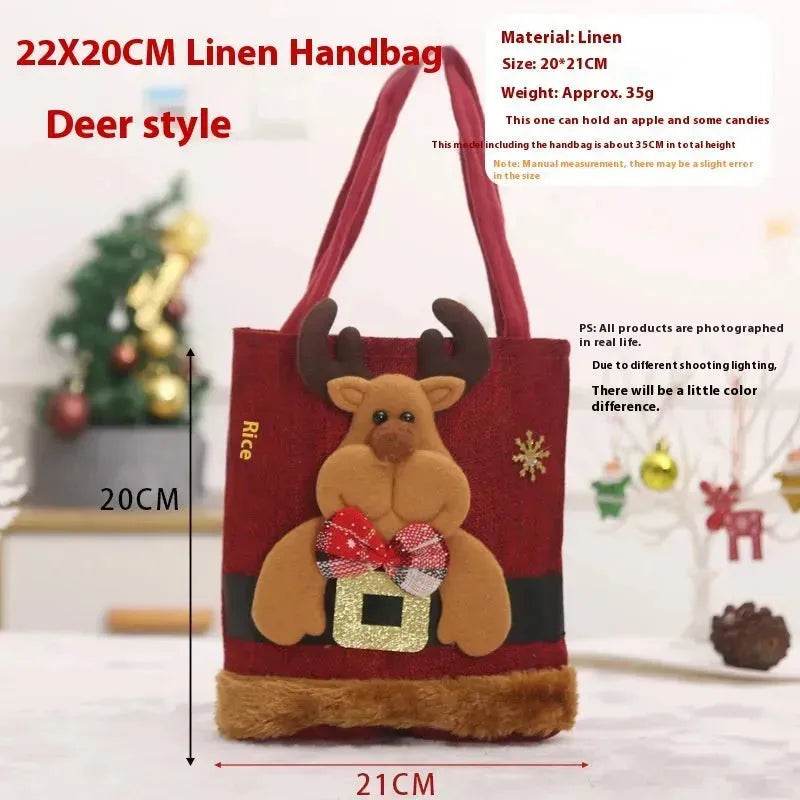 Christmas Candy Gift Tote Bag For Kids Funny Creative Santa Claus Elk Snowman Bear Handbag Small Christmas Tree Decoration Bags - www.Shopthatapp.com