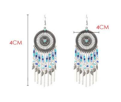 Beaded fringed hollow earrings - www.Shopthatapp.com