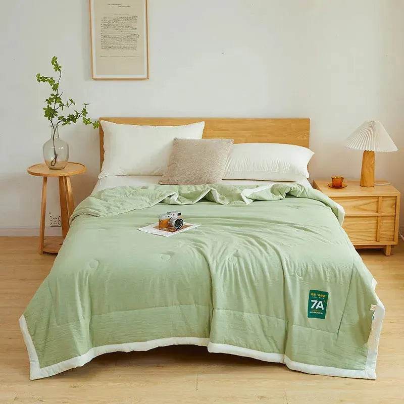 Washable Raw Cotton Summer Cooling Quilt Sage duvet cover - www.Shopthatapp.com