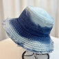 Summer Denim Bucket Hat for women Distressed Sun-proof Face-showing Small Hat