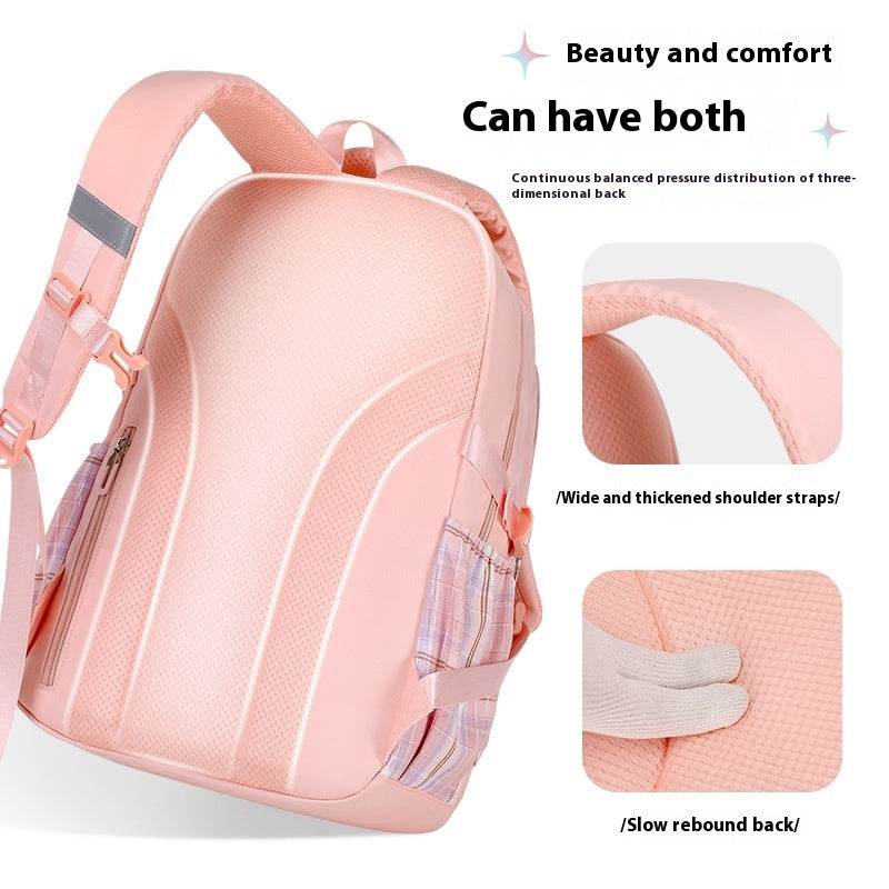 Primary School Student Schoolbag Girls' Plaid Backpack - www.Shopthatapp.com