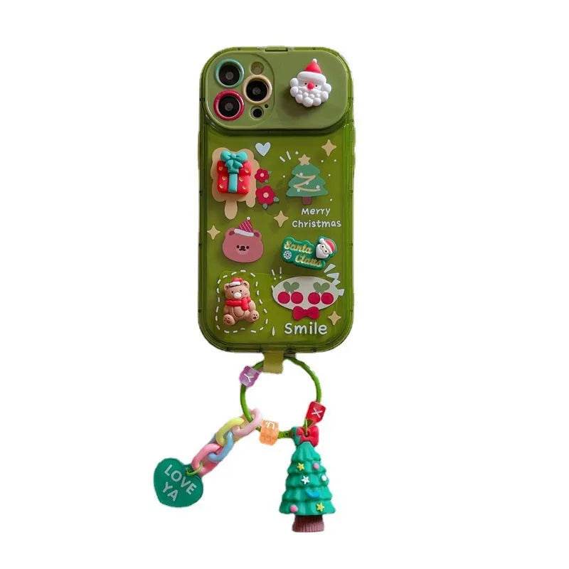 Christmas -Themed Silicone iphone Protective case with pendant girls - www.Shopthatapp.com