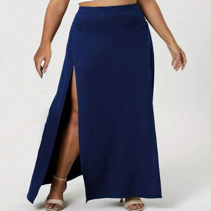 Women's High Waist Slit Solid Color Side Slit Maxi Skirt - www.Shopthatapp.com