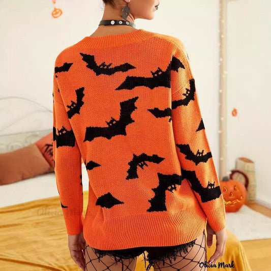 Fashion Women's Wear Long Sleeve Halloween Brocade Sweater Knitted - www.Shopthatapp.com