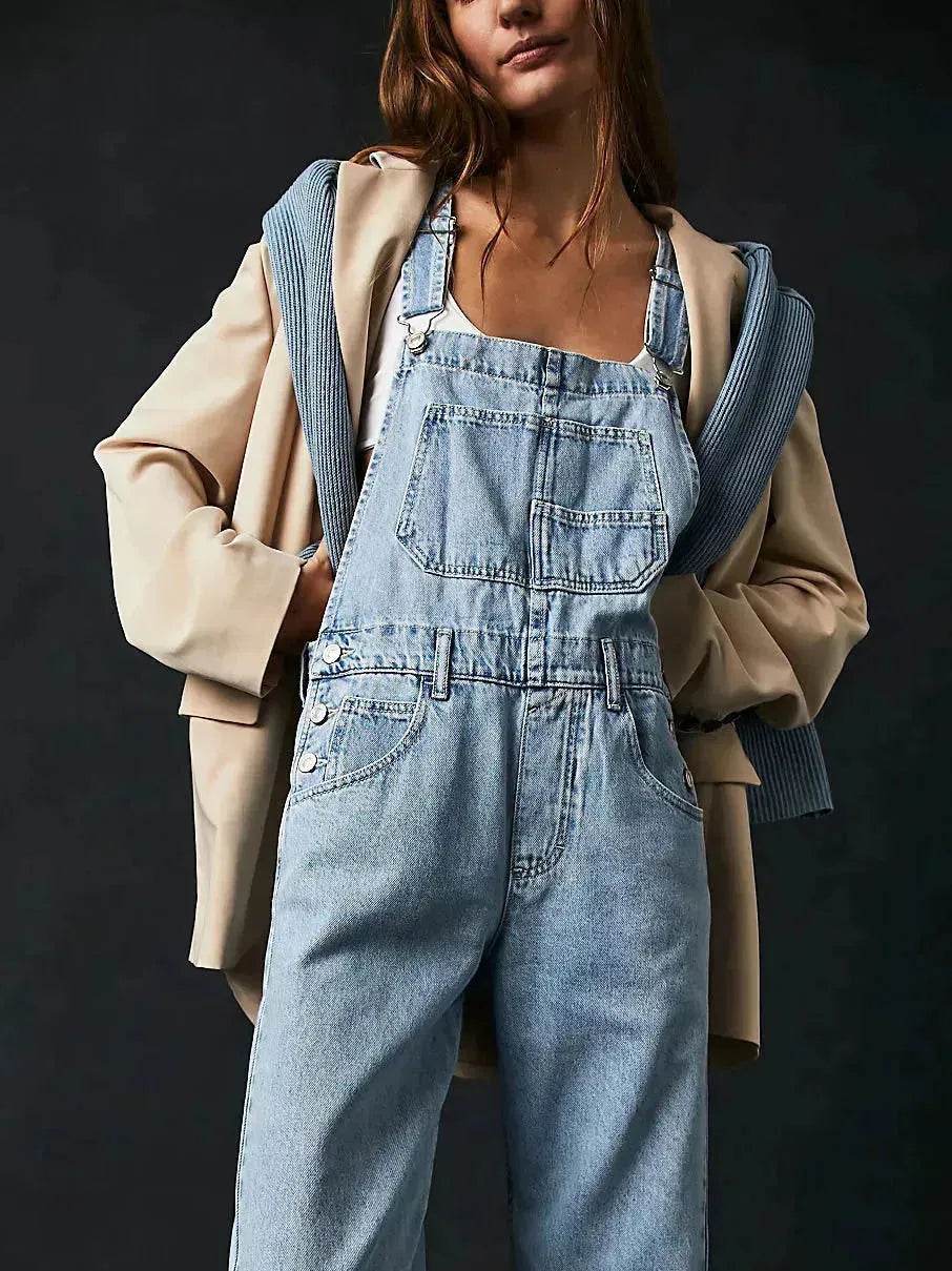 Casual  Loose Denim Overalls Street Jeans Jumper Pant Denim Jumper for Women - www.Shopthatapp.com