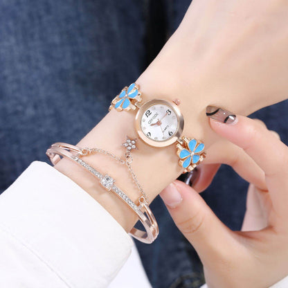 Women's Bracelet Watch Flower Disk Two-piece Bracelet Set - www.Shopthatapp.com