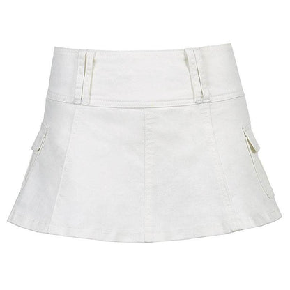 Solid White Black Denim Fashion Mini Skirt - www.Shopthatapp.com