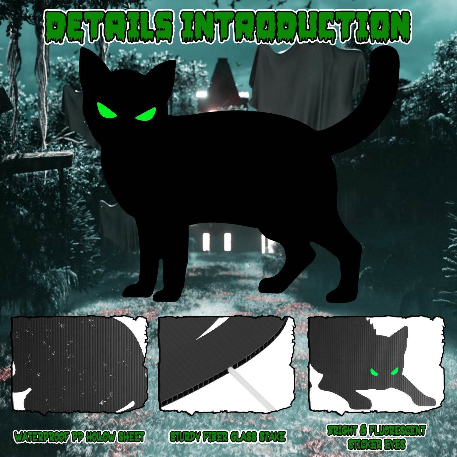 6Pcs Skull Or 6Pcs Tomb Or 5Pcs Black Cat Halloween Yard Sign Decorations  Glow In The Dark For Haunted House Garden Yard And Scary Theme Party - www.Shopthatapp.com