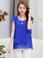 New Spring Summer Women Chiffon Loose Blouse  top O-Neck Short sleeve Plus size - www.Shopthatapp.com